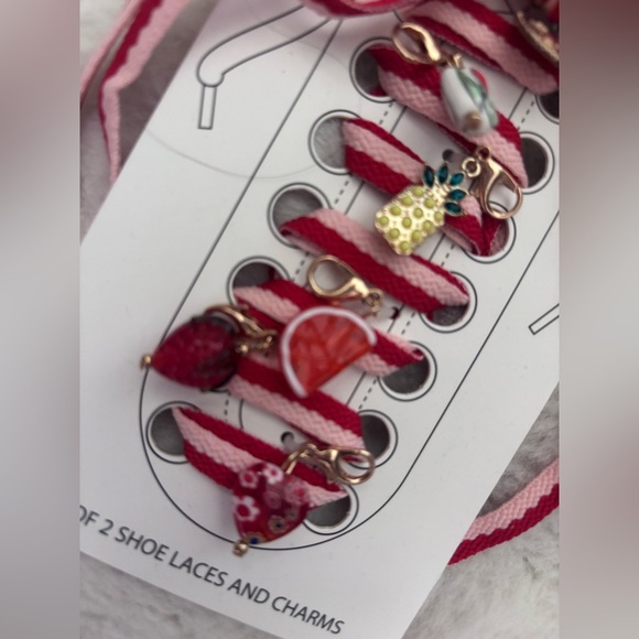 nOir Jewelry Red and Pink Shoe Lace Set with Charms - Picture 4 of 4